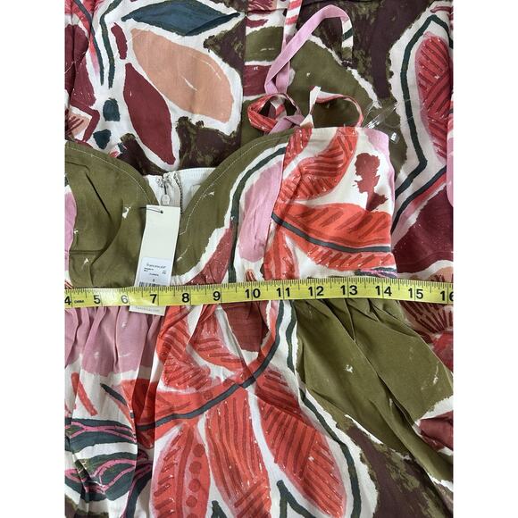 Francescas Maxi Dress Womens Small Pink Green Linen Blend Floral Mara Palm Print - Picture 4 of 13